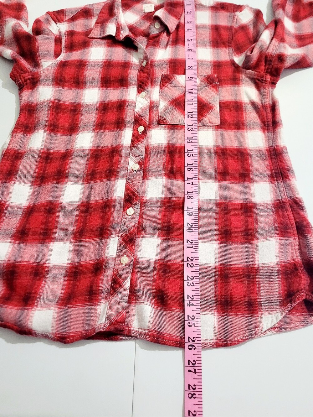 GAP Red Plaid Flannel Shirt Size Medium Woman Button Front Casual Top Flannel - Picture 9 of 11